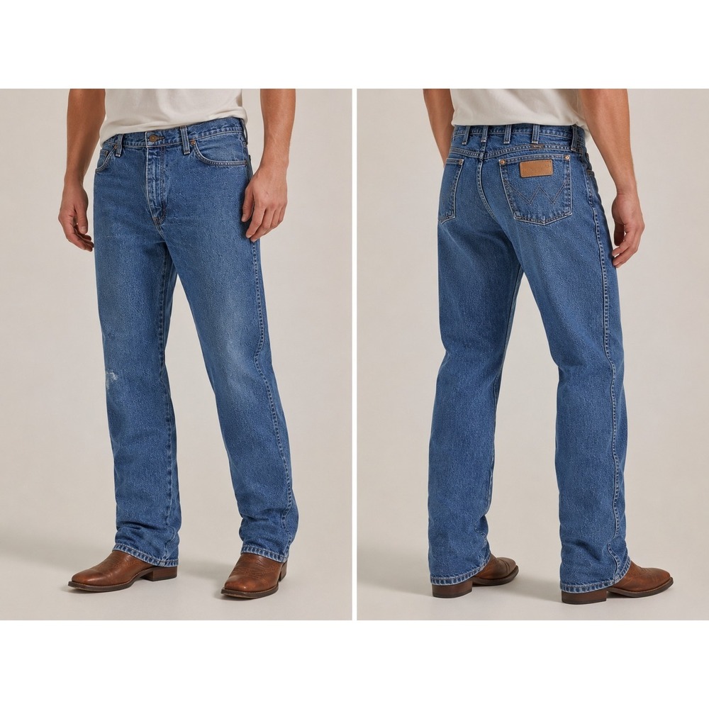 Wrangler Retro Relaxed Fit Bootcut Jeans Men's 36x32 Blue Denim Western Cowboy